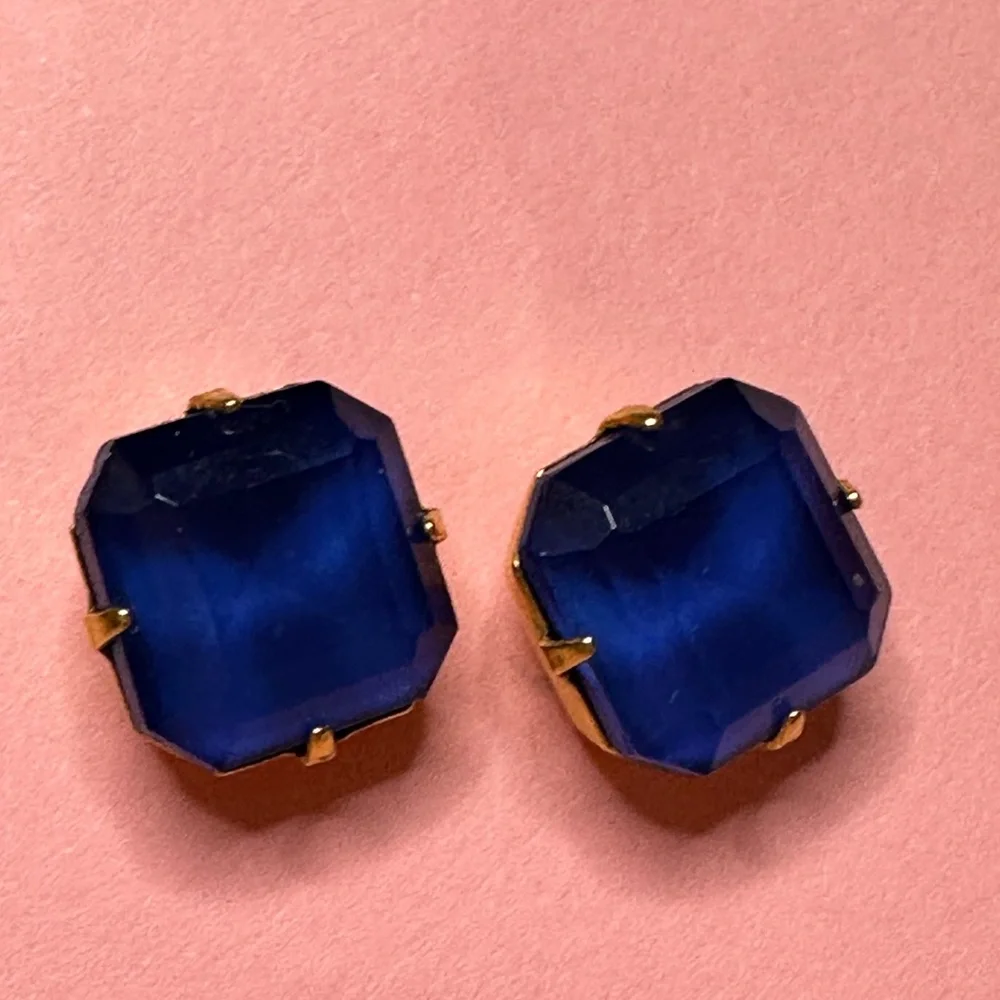 Blue and Gold Large Gem‎ Studs